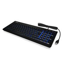 Keysonic Compact SoftTouch Gaming Keyboard, USB, Blue LED Backlit,