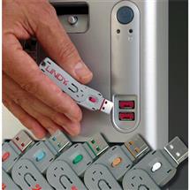 Lindy USB Port Blocker  Pack 4, Colour Code: Blue security access